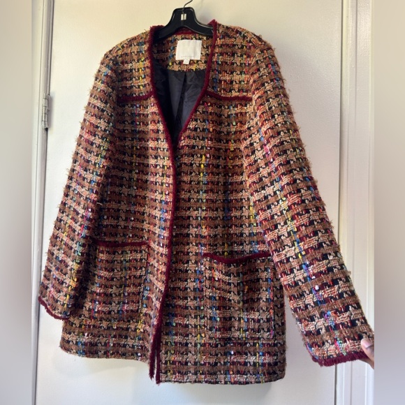 Anthropologie Ett.twa Harlequin Colorful Tweed Jacket Blazer - Picture 2 of 16